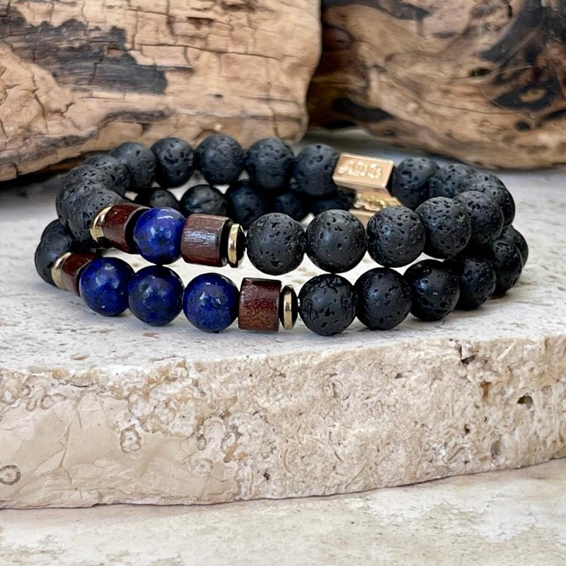 Natura-Zen - Bracelet magma couple en lapis lazuli