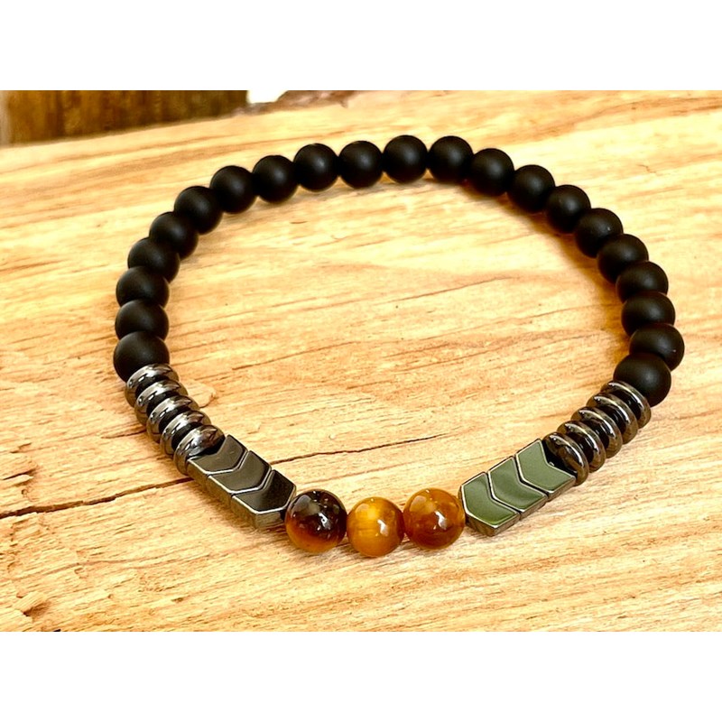Natura-Zen - Bracelet onyx hématite et oeil de tigre