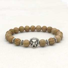 Bracelet tête de lion en jaspe