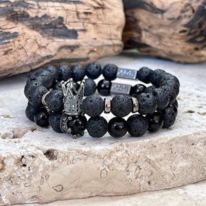 Bracelet couple rey en pierre de lave