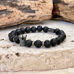 Bracelet couple rey en pierre de lave