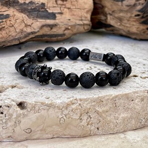 Bracelet couple rey en pierre de lave