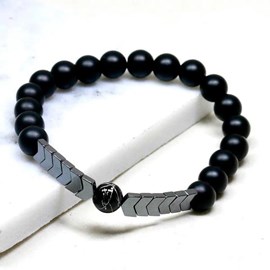 Bracelet stabilité en onyx et hématite