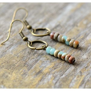 Boucles d'oreille en jaspe impérial