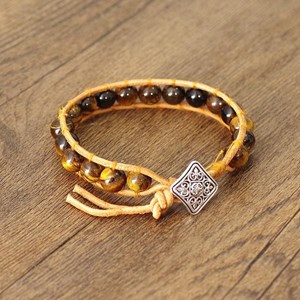 Wrap en cuir et oeil de tigre