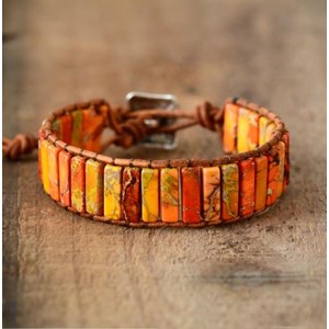 Bracelet en jaspe et cuir