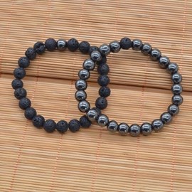Bracelet hématite et pierre de lave