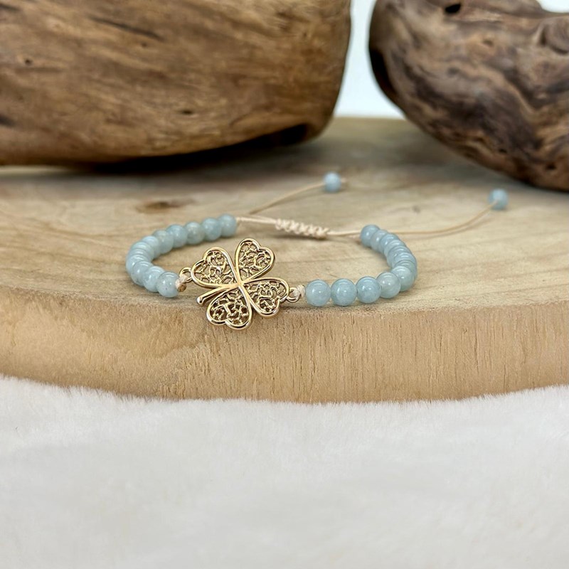 Bracelet trèfle en aigue marine