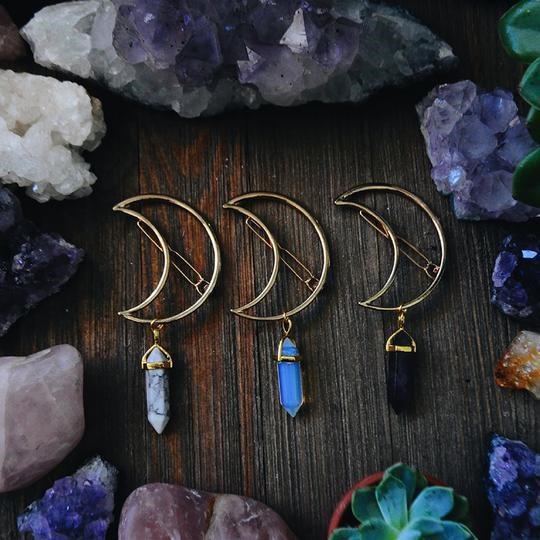 Pince à cheveux broche en agate noire