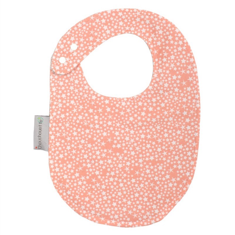 Chouchouette - Bavoir pressions corail étoiles