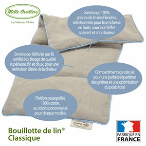 Bouillotte de lin naturel - 20 x 40 cm