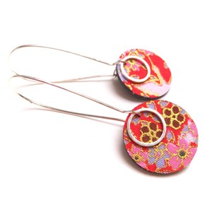 Boucles fleurs tissu japonais