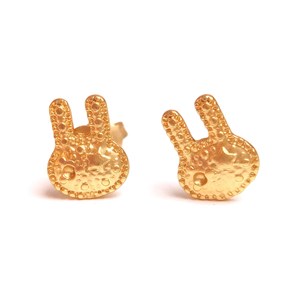 Puces d'oreilles lapins laiton doré