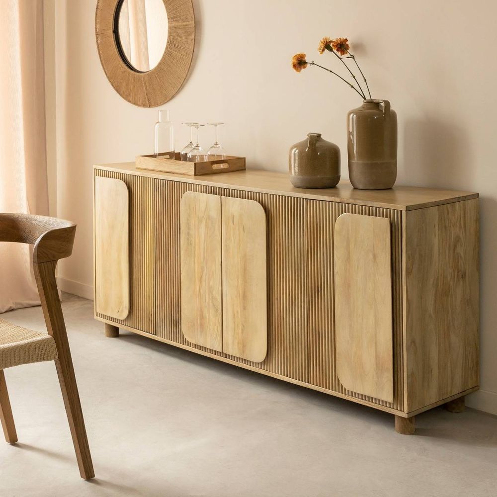 Buffet En Bois Maison Du Monde – Style Campagne, 2 Portes, 2 Tiroirs, Fait Main