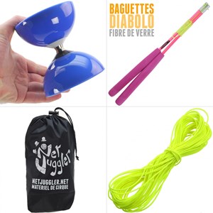 Diabolo roulement bleu + baguettes pro