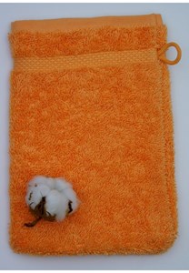 Gant de toilette coton bio abricot