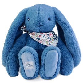 Peluche lapin fleurette bleu 35 cm