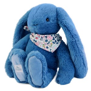 Peluche lapin fleurette bleu 35 cm