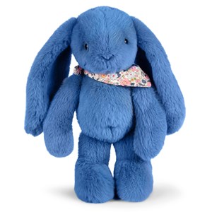 Peluche lapin fleurette bleu 35 cm