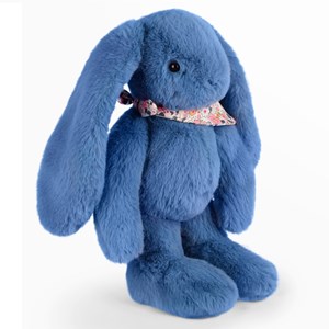 Peluche lapin fleurette bleu 35 cm