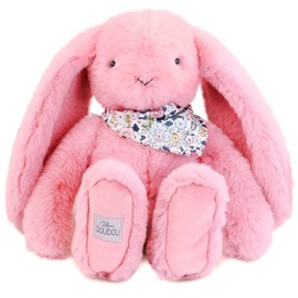 Peluche lapin fleurette rose 35 cm