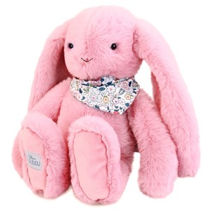Peluche lapin fleurette rose 35 cm