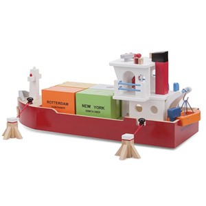 Bateau-container avec 4 containers