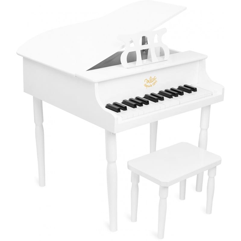 Hape Piano à Queue en Bois Électronique Blanc - Instrument de