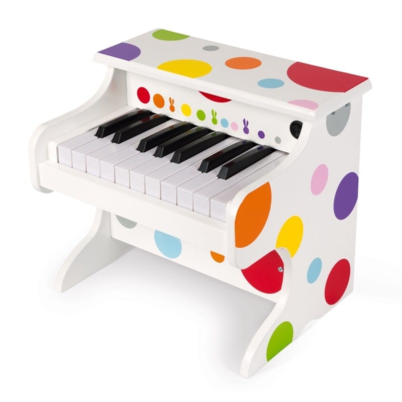 Petit jouet musical en bois à pied Piano blanc 