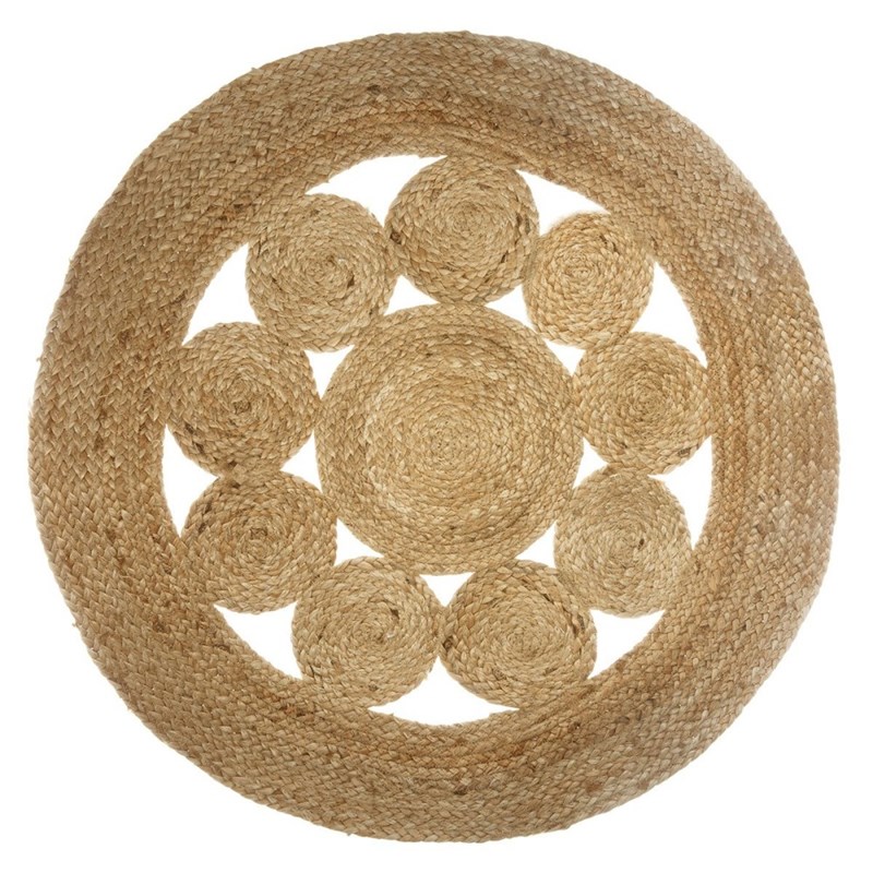 Tapis rond jute ajouré diamètre 120 cm Atmosphera