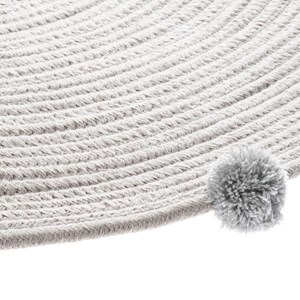 Tapis gros pompons 90 cm gris