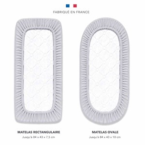 Drap housse berceau gaze de coton gris