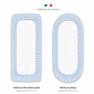 Drap housse berceau gaze de coton bleu