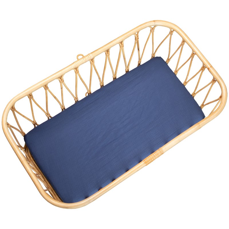 Drap housse berceau gaze coton carreaux