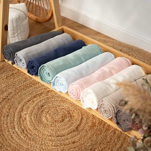 Drap housse berceau gaze coton carreaux