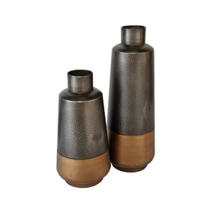 Vase métal doré et marron