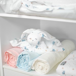 Drap housse berceau gaze coton carreaux