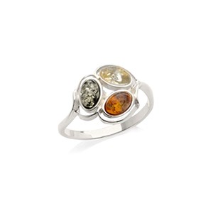 Bague argent ambre multi - taille 54 mm