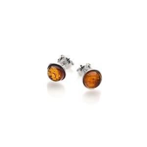 Boucle d'oreille argent ambre cognac