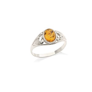 Bague en argent sterling et ambre fait main pour homme - France