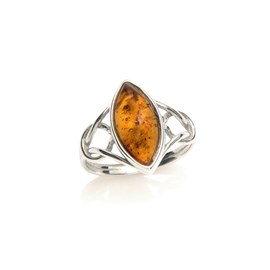 Bague argent ambre - taille 52 mm