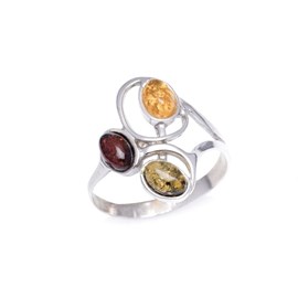 Bague argent ambre cognac - taille 60 mm