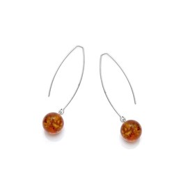 Boucle d'oreille argent ambre cognac