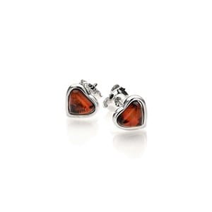 Boucle d'oreille couer argent ambre