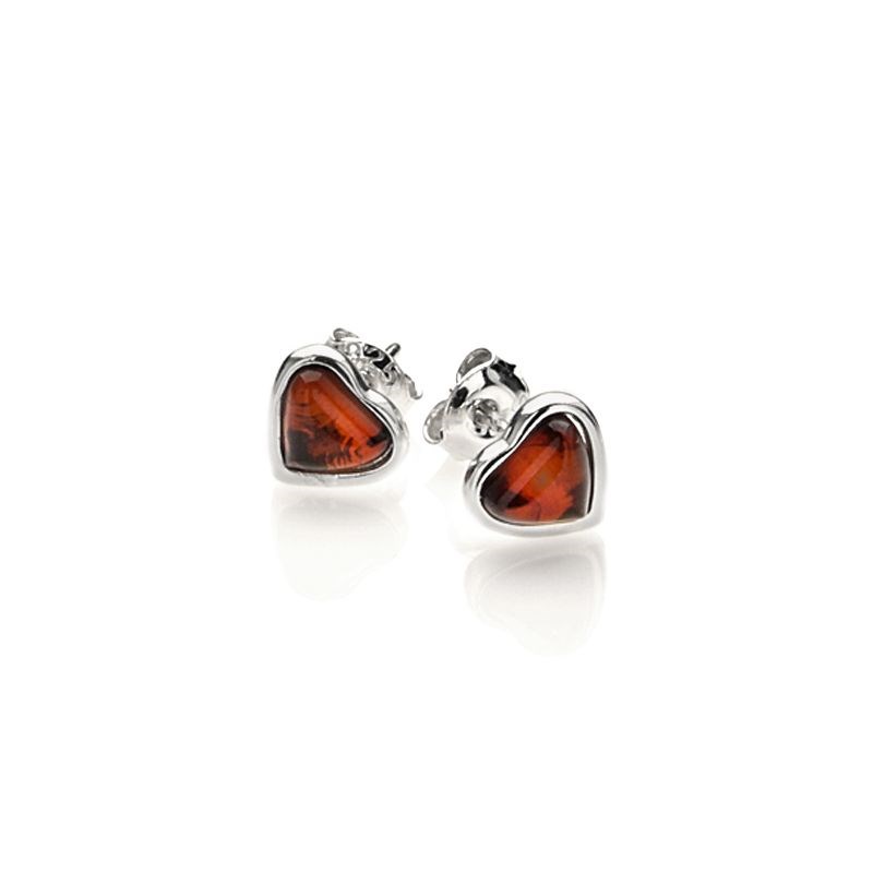 Boucle d'oreille couer argent ambre
