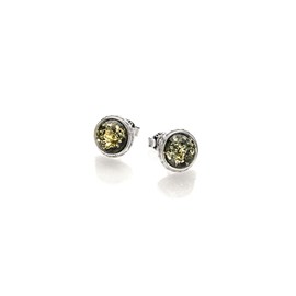 Boucle d'oreille argent ambre verte