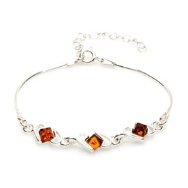Bracelet romantique argent ambre cognac