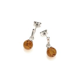 Boucle d'oreille argent ambre baltique
