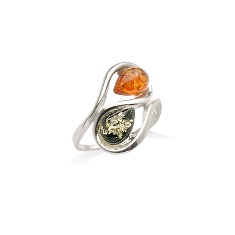 Bague moderne argent ambre - taille 50mm
