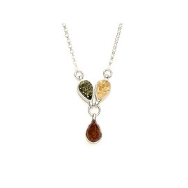 Collier moderne argent ambre multicolore